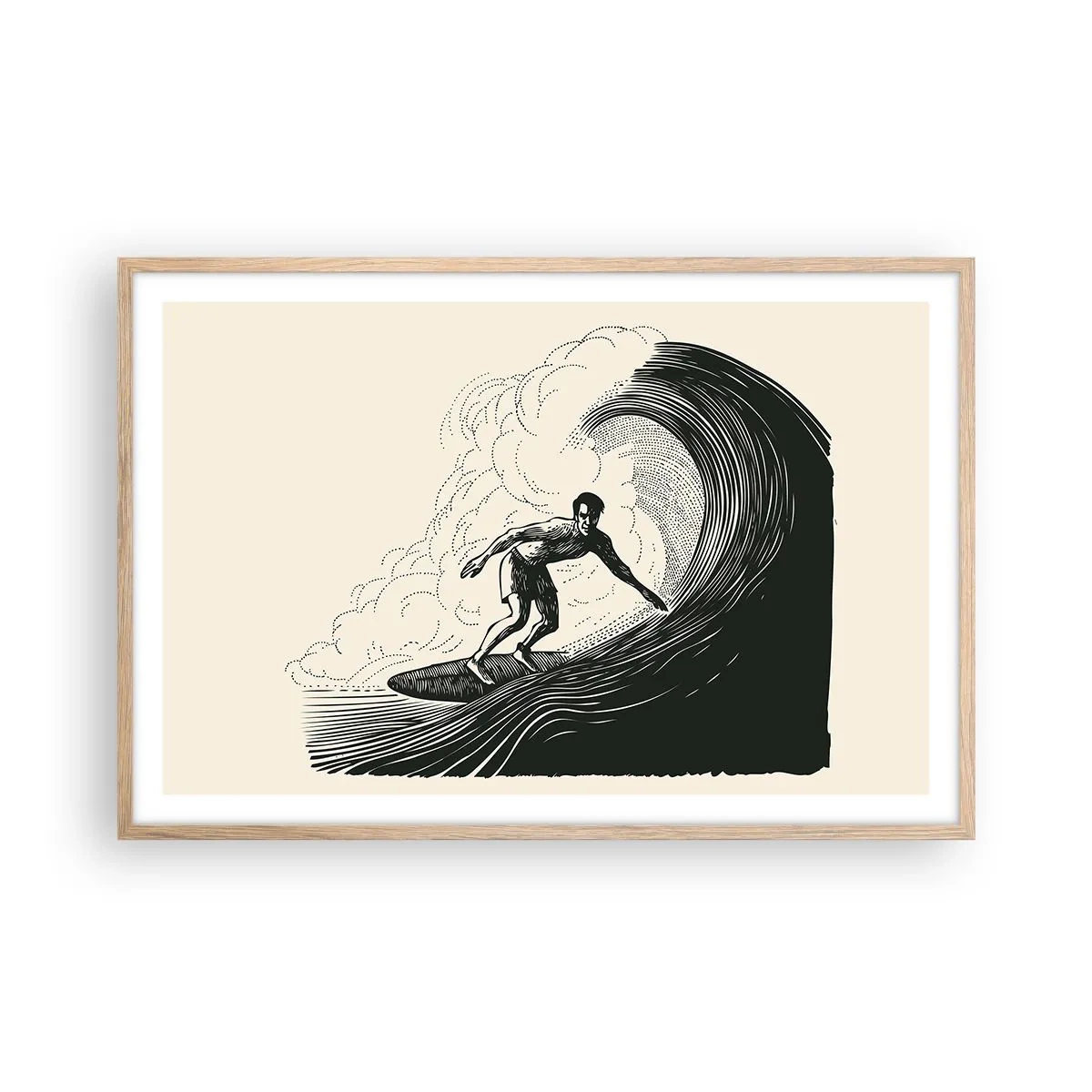 Poster în ramă de stejar deschis - Regele valului - 91x61 cm