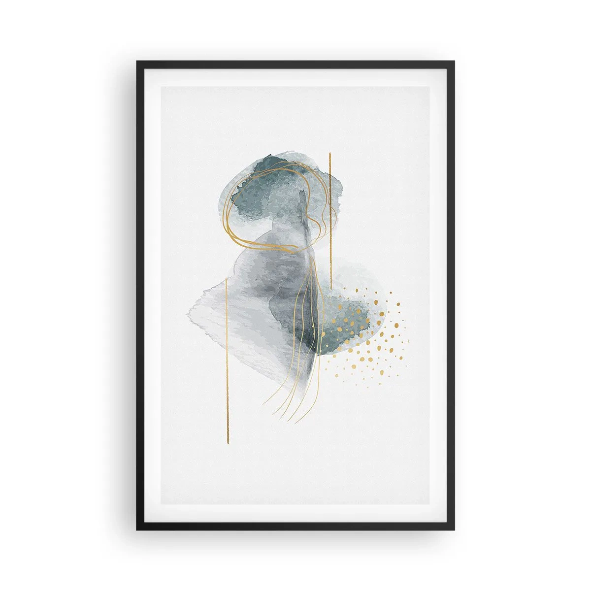 Poster în ramă neagră - Despre relația dintre gri și auriu - 61x91 cm