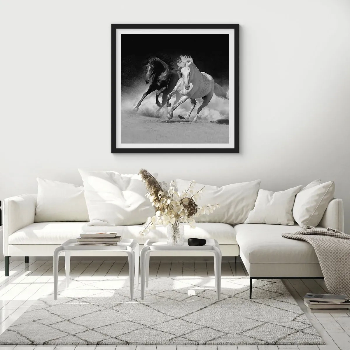 Poster în ramă neagră - Galopul libertății - 40x40 cm