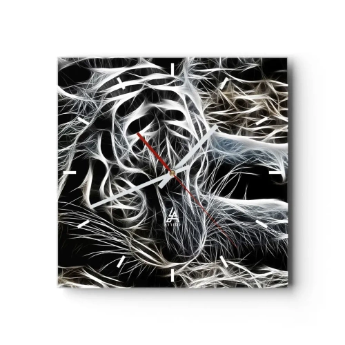 Ceas de perete - Ceas pe sticlă - Un studiu al lejerității felinelor - 40x40 cm