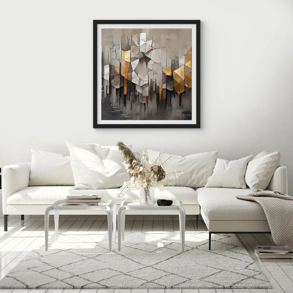 Poster în ramă neagră - Compoziție de gheață și lumină - 40x40 cm