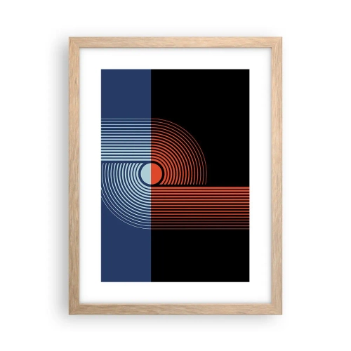 Poster în ramă de stejar deschis - Într-o îmbrăţişare geometrică - 30x40 cm