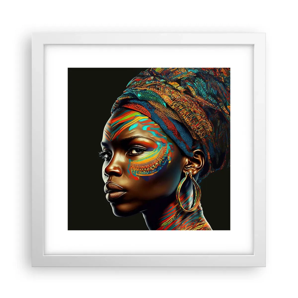 Poster în ramă albă - Regina africană - 30x30 cm