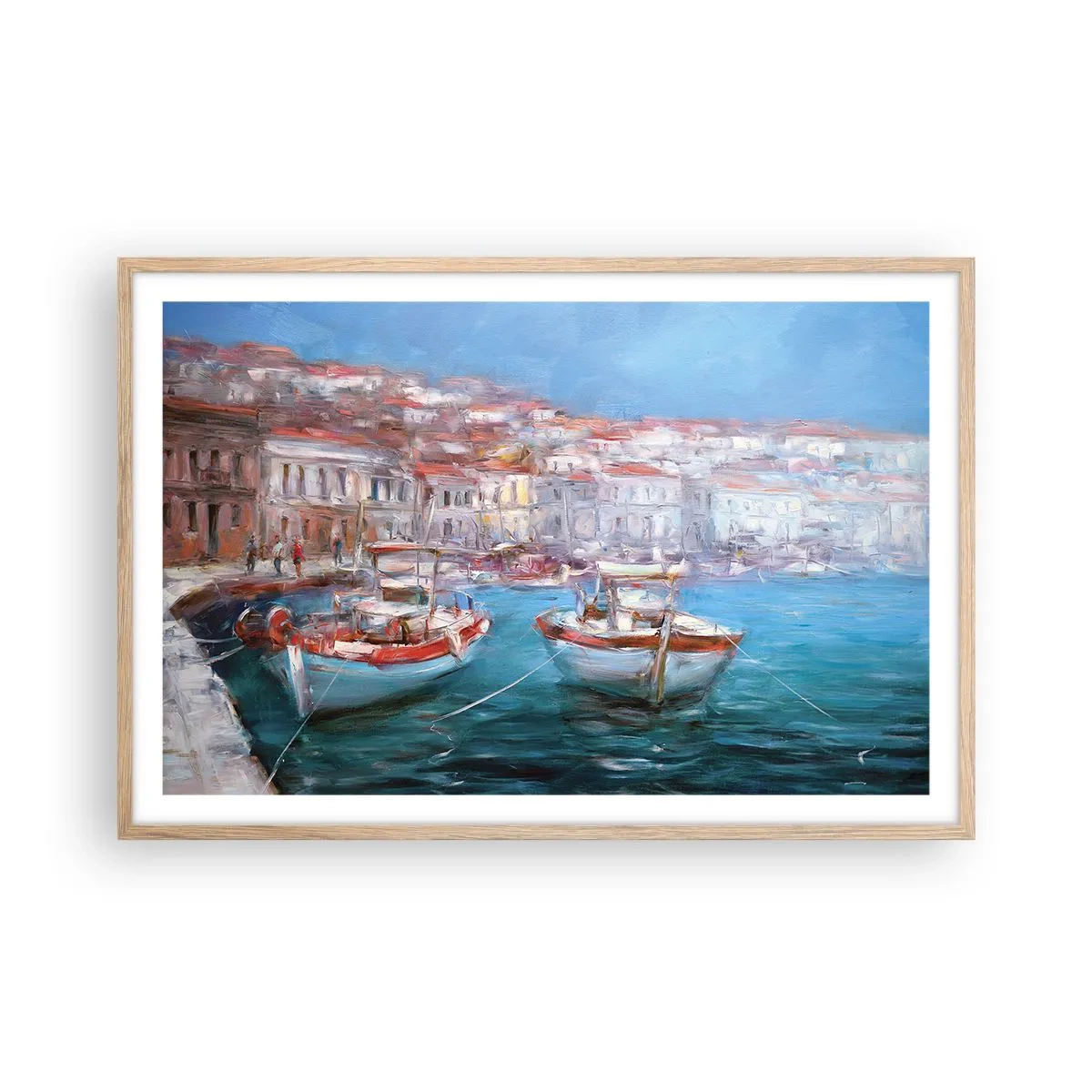 Poster în ramă de stejar deschis - Golful italian - 91x61 cm