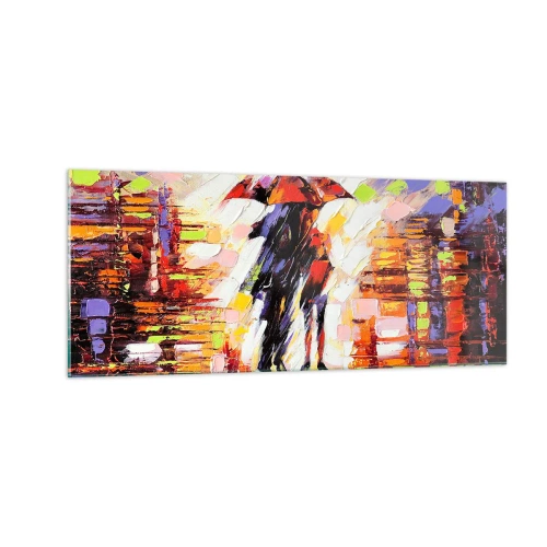 Tablou pe sticlă - Împreună prin noapte și ploaie - 100x40 cm
