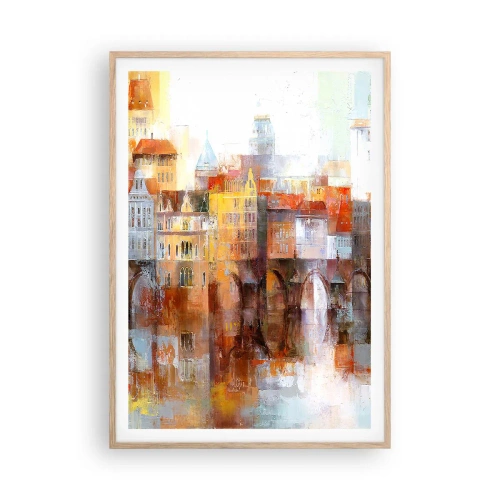 Poster în ramă de stejar deschis - Frumos și sub pod - 70x100 cm