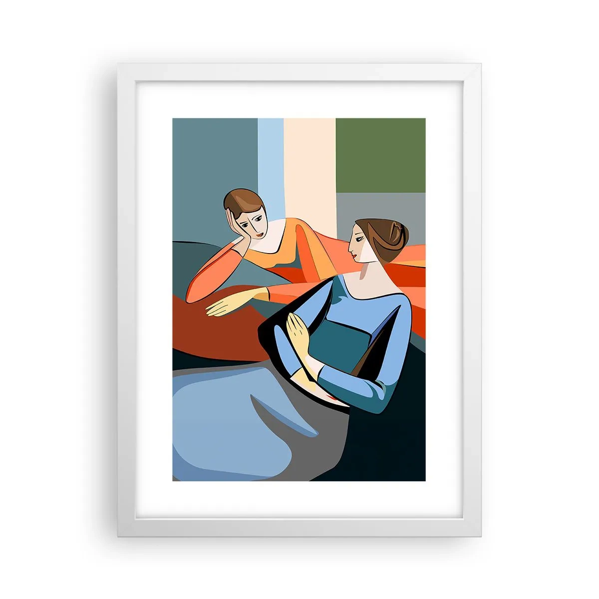 Poster în ramă albă - Un moment de confidențe - 30x40 cm