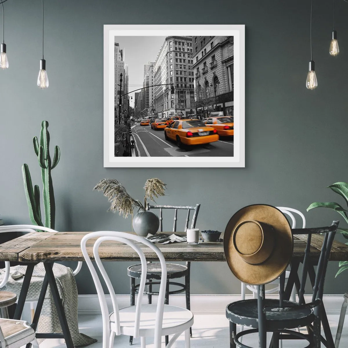 Poster în ramă albă - Soarele marelui oraș - 60x60 cm