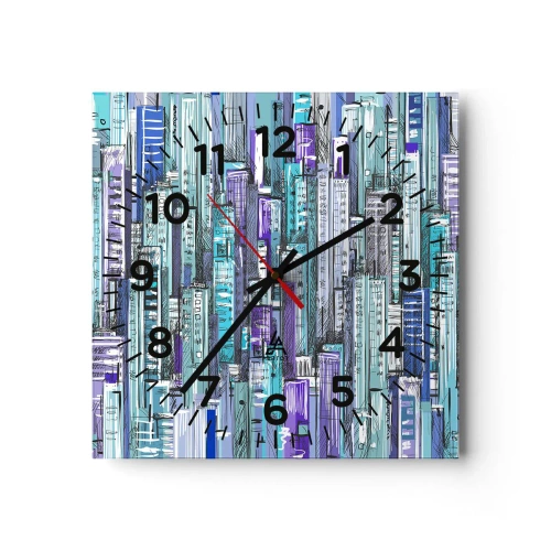 Ceas de perete - Ceas pe sticlă - Albastru din cer - 30x30 cm