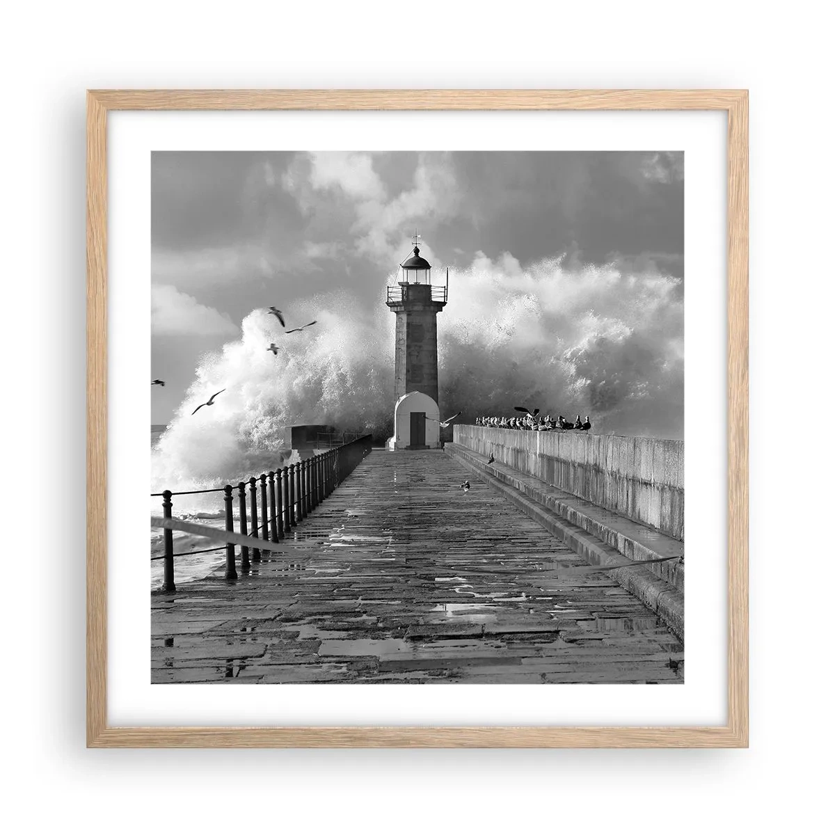 Poster în ramă de stejar deschis - Fără frică - 50x50 cm