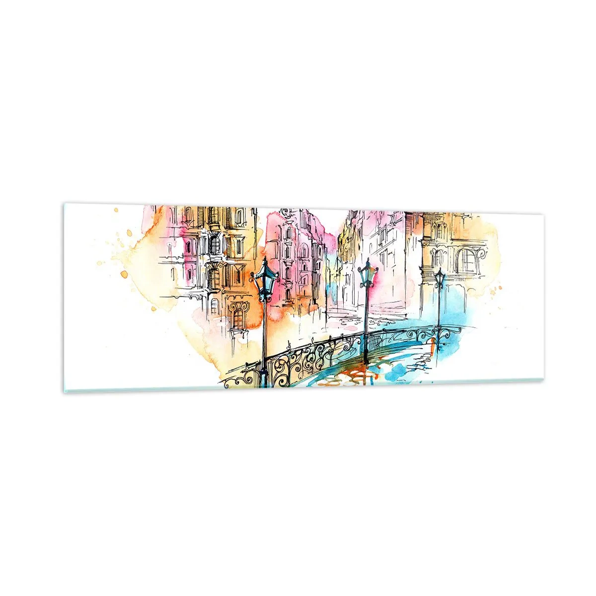 Tablou pe sticlă - Inima orașului - 90x30 cm