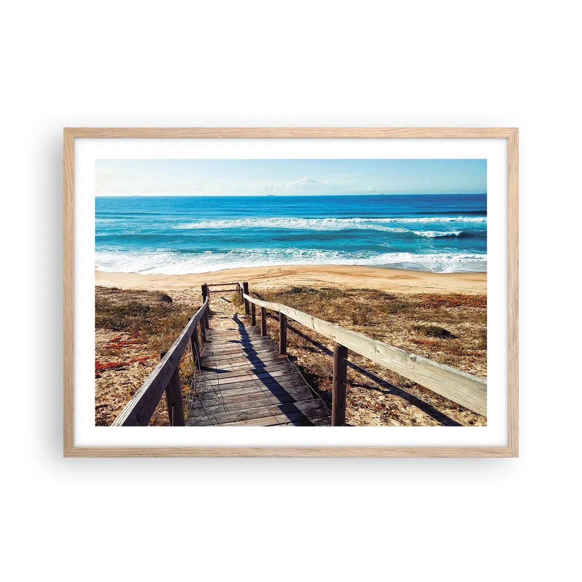 Poster în ramă de stejar deschis - Aleargă! - 70x50 cm