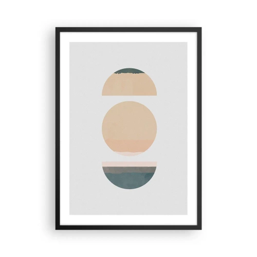 Poster în ramă neagră - Cercuri geometrice în culori pastelate estompate - 50x70cm - Roată cu roată - Decorațiune modernă pentru perete pentru living și dormitor ARTTOR