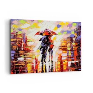 Tablou pe pânză - Împreună prin noapte și ploaie - 100x70 cm