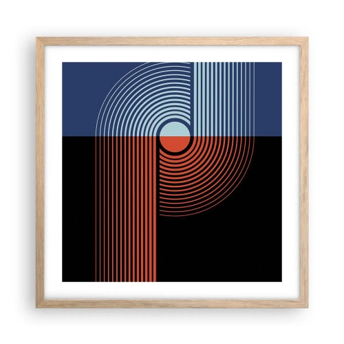 Poster în ramă de stejar deschis - Într-o îmbrăţişare geometrică - 50x50 cm