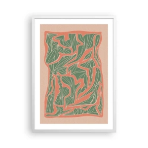 Poster în ramă albă - Lupta dintre coral și verde - 50x70 cm
