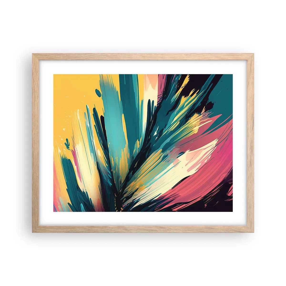 Poster în ramă de stejar deschis - Compoziția - o explozie de bucurie - 50x40 cm