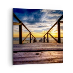 Tablou pe pânză - Direct la o plajă liniștită la apus de soare - 50x50 cm
