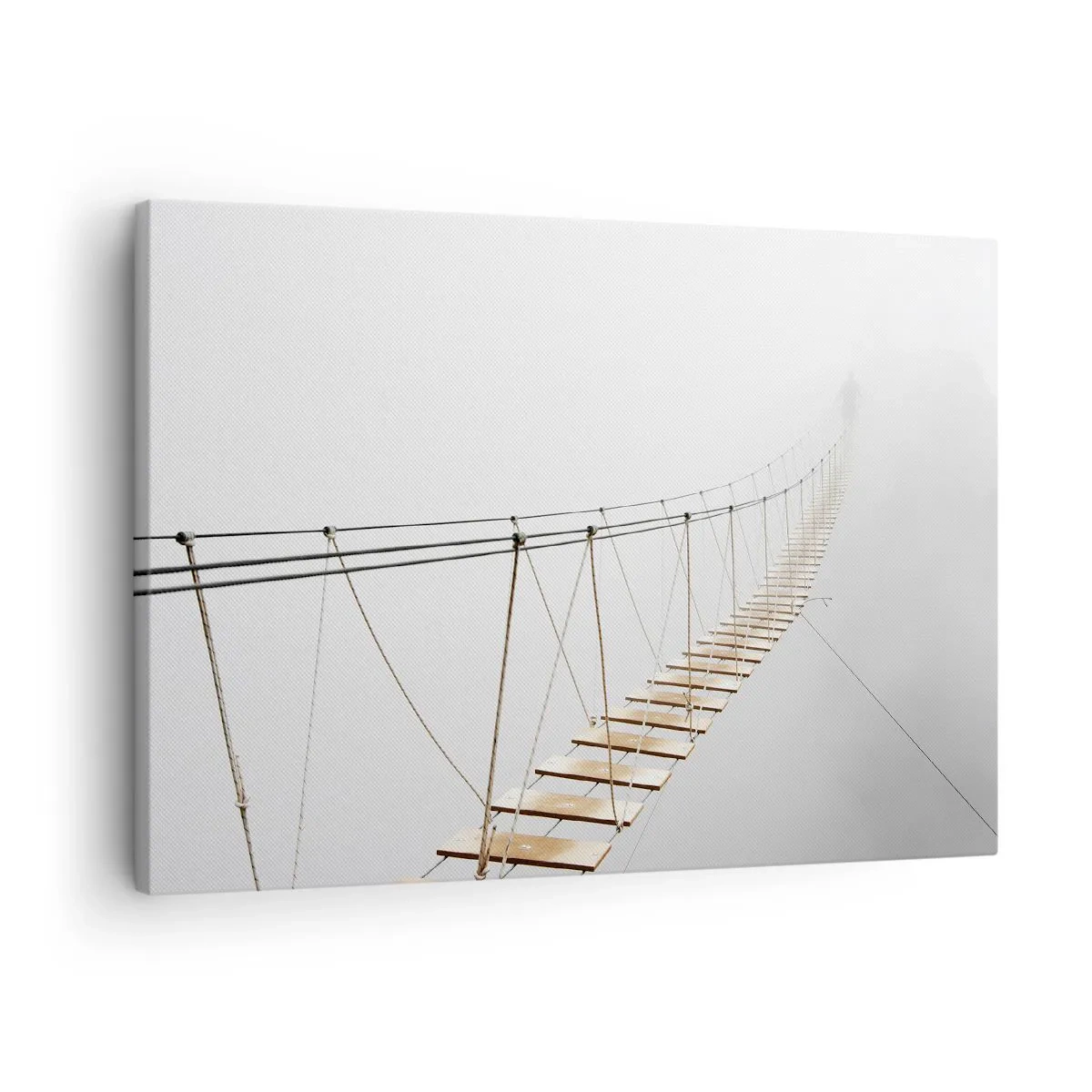 Tablou pe pânză Canvas - Un pod suspendat în ceață dintr-o perspectivă minimalistă - 70x50cm - Unde te va duce? - Decorațiune modernă pentru perete pentru living și dormitor ARTTOR
