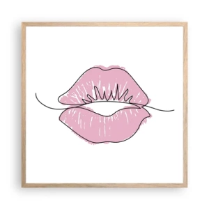 Poster în ramă de stejar deschis - Vrei un sărut? - 60x60 cm