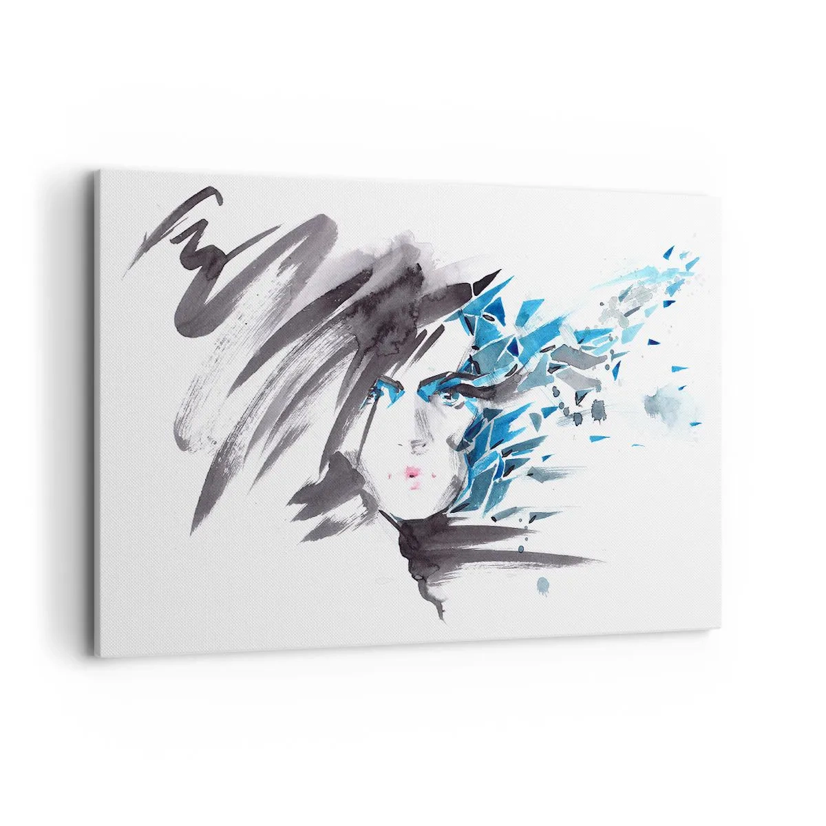Tablou pe pânză - Portret senzual în gri și albastru - 120x80 cm