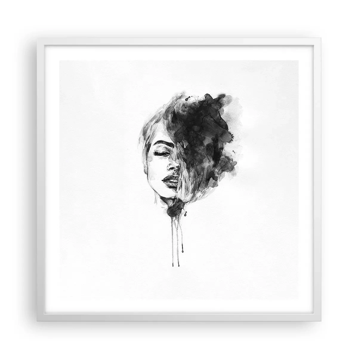 Poster în ramă albă - La ce visează frumoasa - 60x60 cm