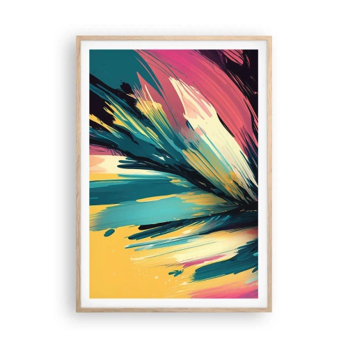 Poster în ramă de stejar deschis - Compoziția - o explozie de bucurie - 70x100 cm