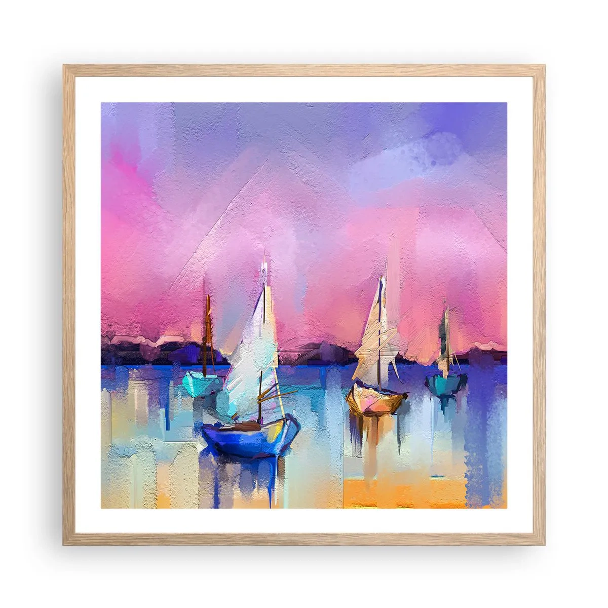 Poster în ramă de stejar deschis - Direcția: ape largi - 60x60 cm