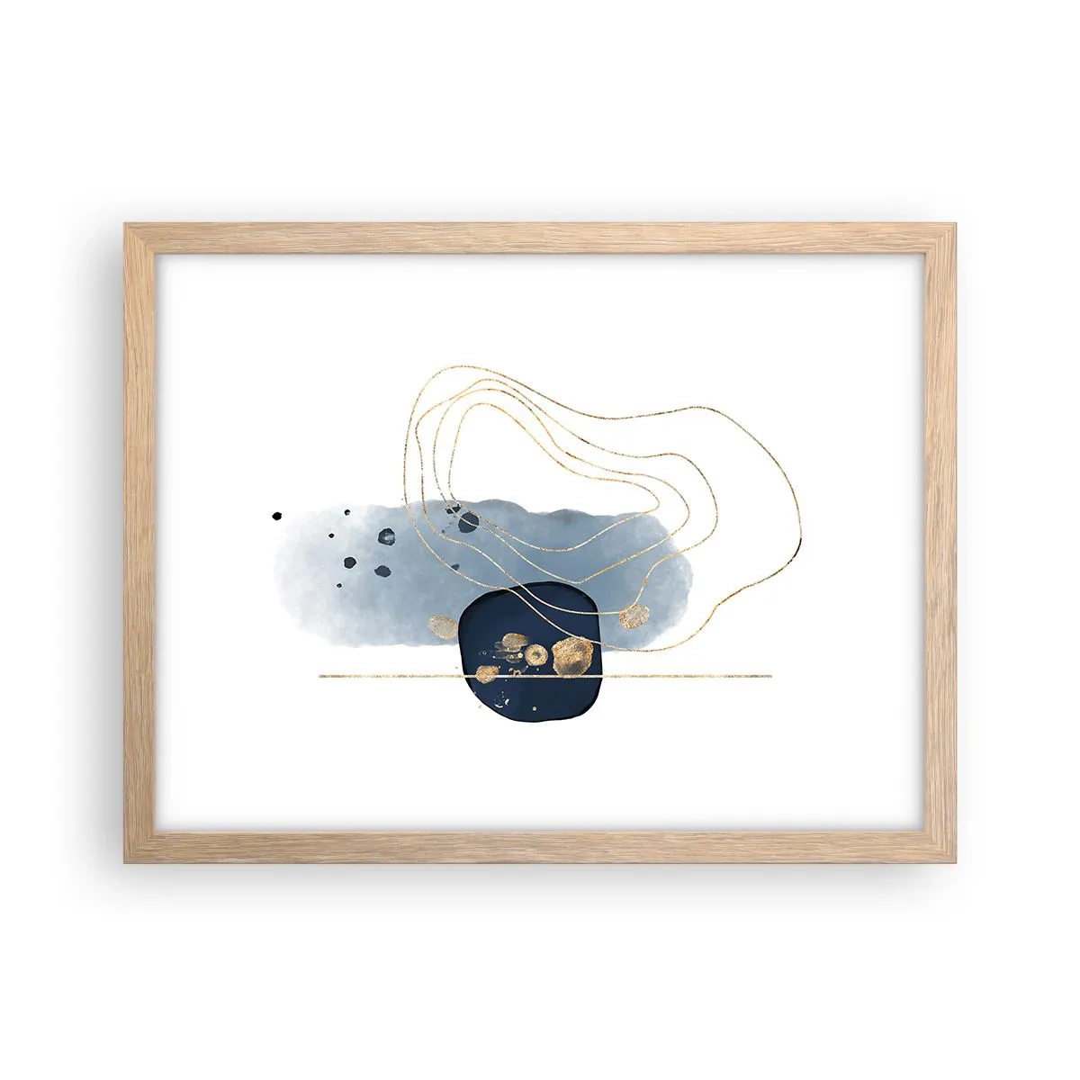 Poster în ramă de stejar deschis - Fantezie albastru-auriu - 40x30 cm