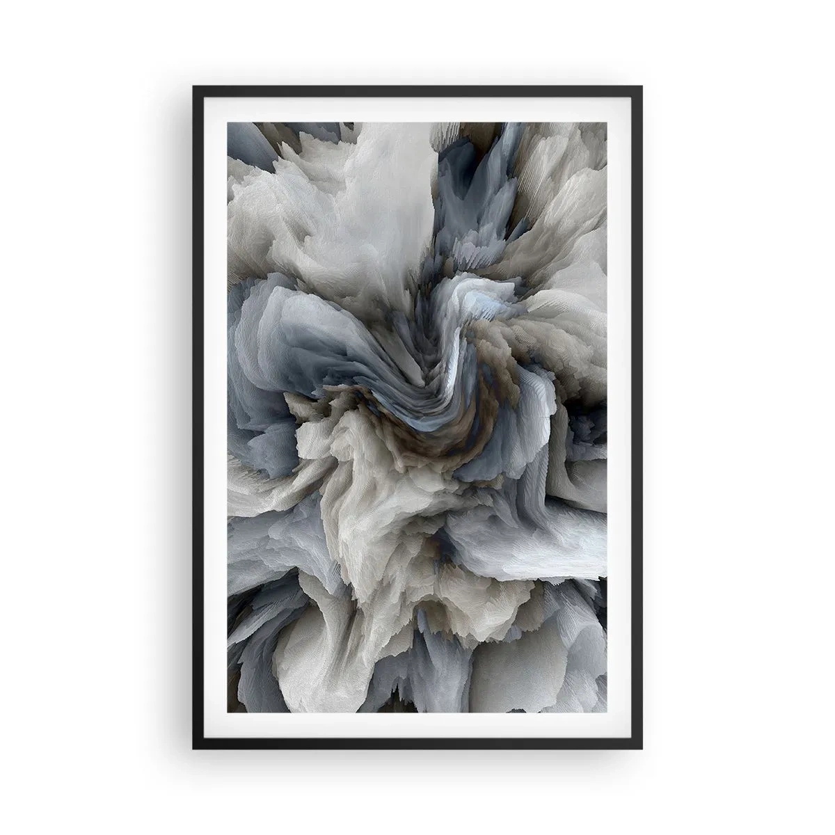 Poster în ramă neagră - Piatră și floare - 61x91 cm