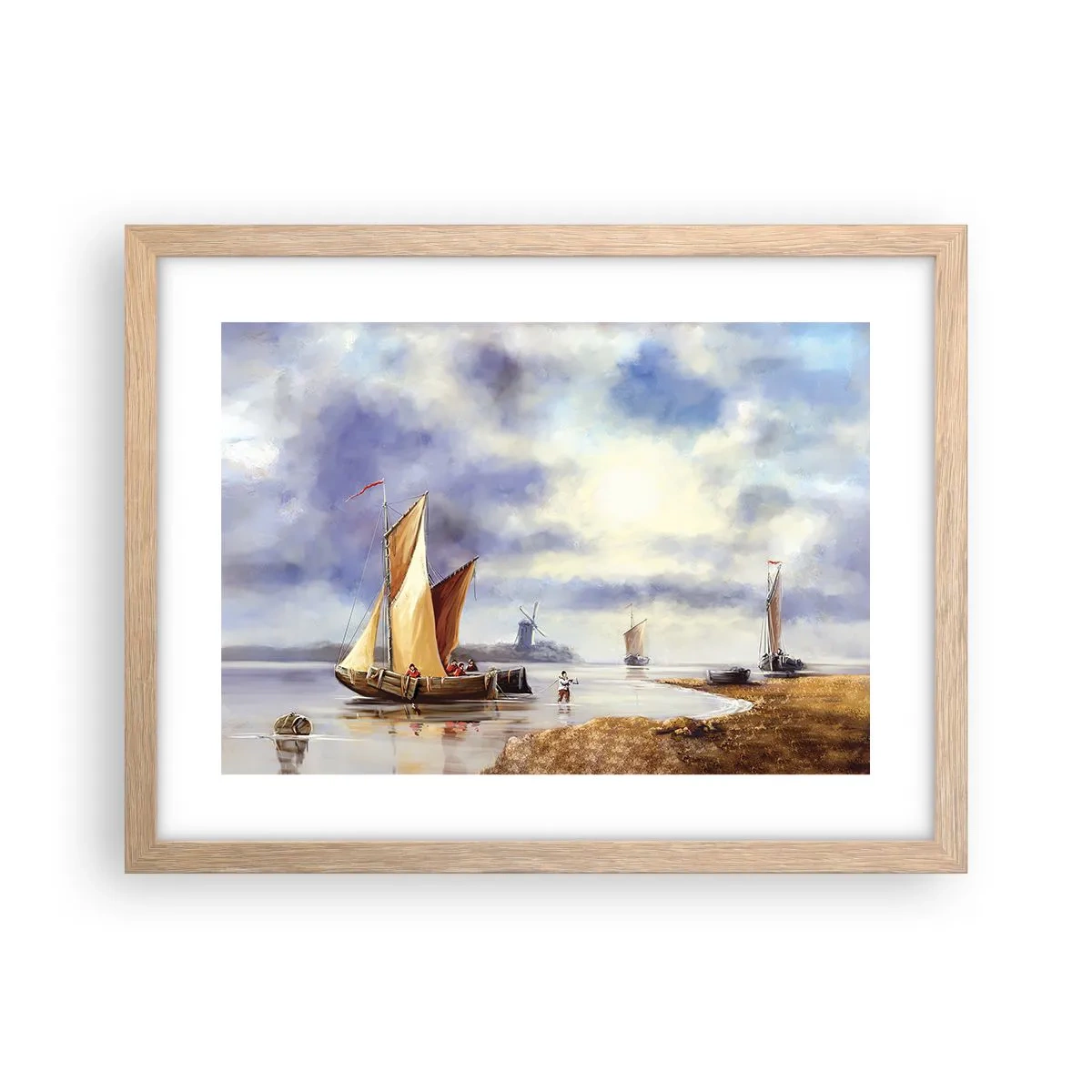 Poster în ramă de stejar deschis - Întoarcerea marinarilor - 40x30 cm