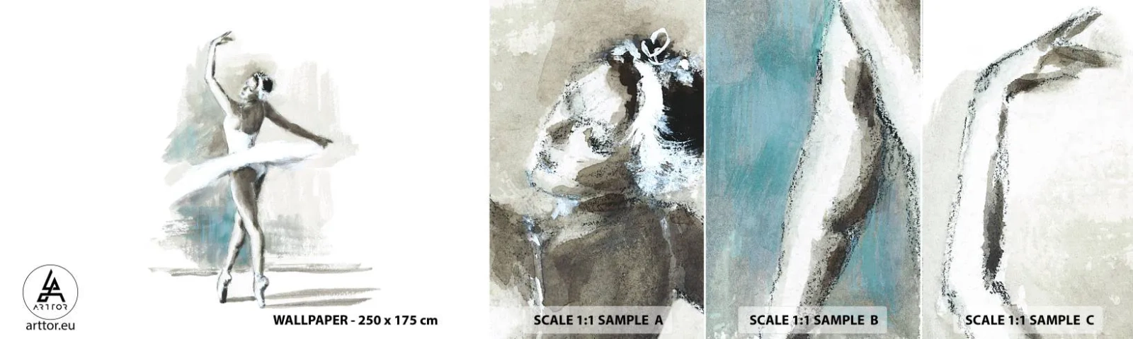 Mostră de Tapet Standard Eco - Fermecată într-o lebădă - Balerină, Dans, Balet - 100x30 cm