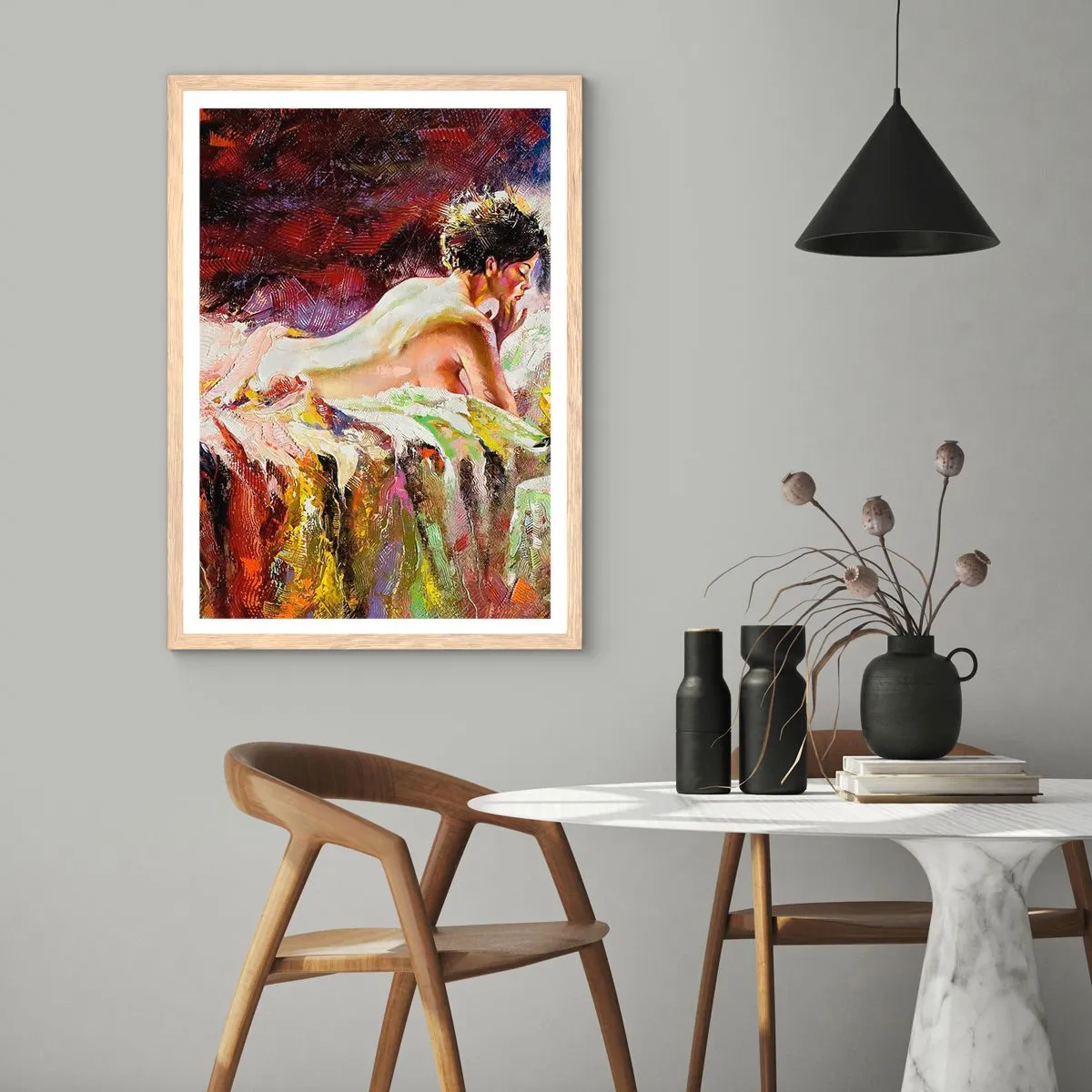 Poster în ramă de stejar deschis - Venus în gând - 30x40 cm