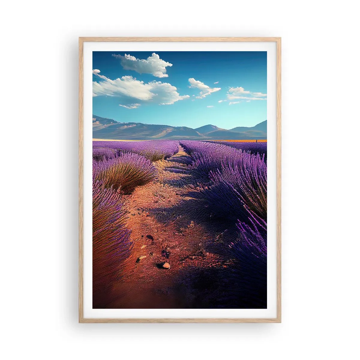 Poster în ramă de stejar deschis - Câmpuri parfumate - 70x100 cm