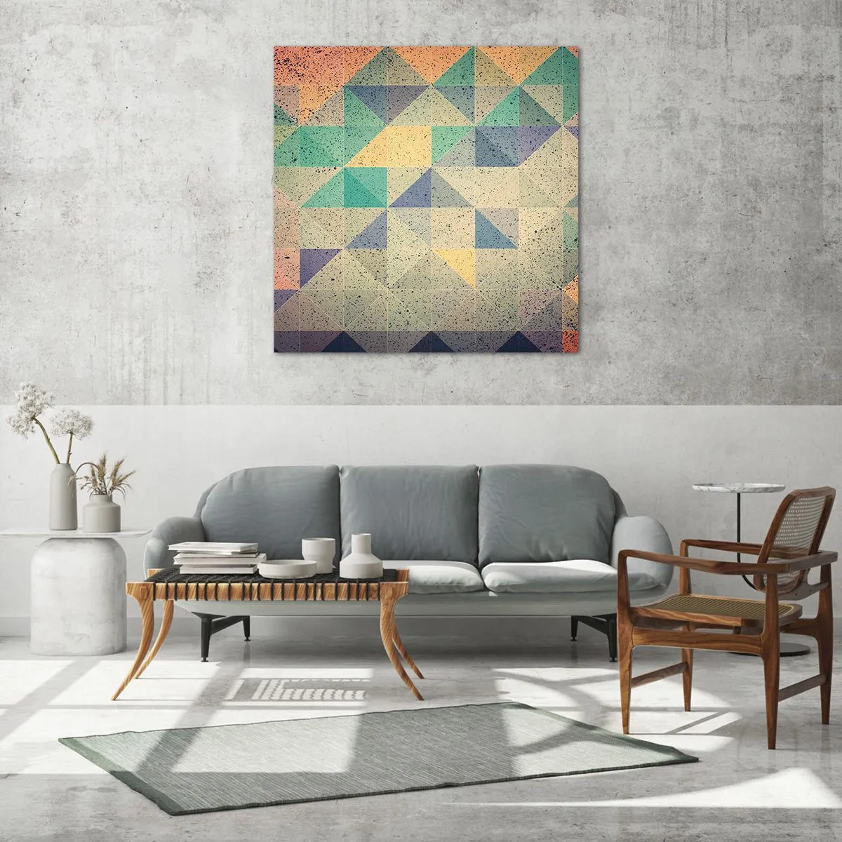 Tablou pe sticlă - Republica triunghiurilor - 60x60 cm