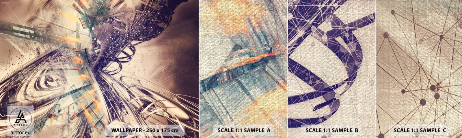 Mostră tapet Premium Canvas - În marea grabă - Abstracția, Bucată, Grafică - 100x30 cm