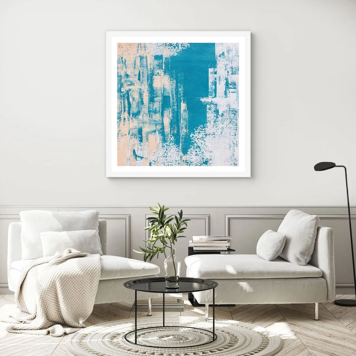 Poster în ramă albă - Prin ţurţur de gheață - 40x40 cm