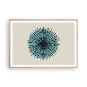 Poster în ramă de stejar deschis - Radiant pe albastru - 100x70 cm