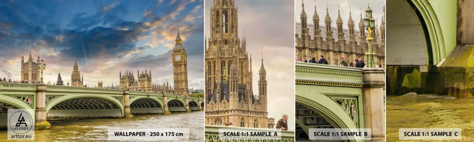 Mostră tapet autocolant Deluxe Sticker - Timpul s-a oprit în Imperiu - Oraș, Londra, Arhitectură - 100x30 cm