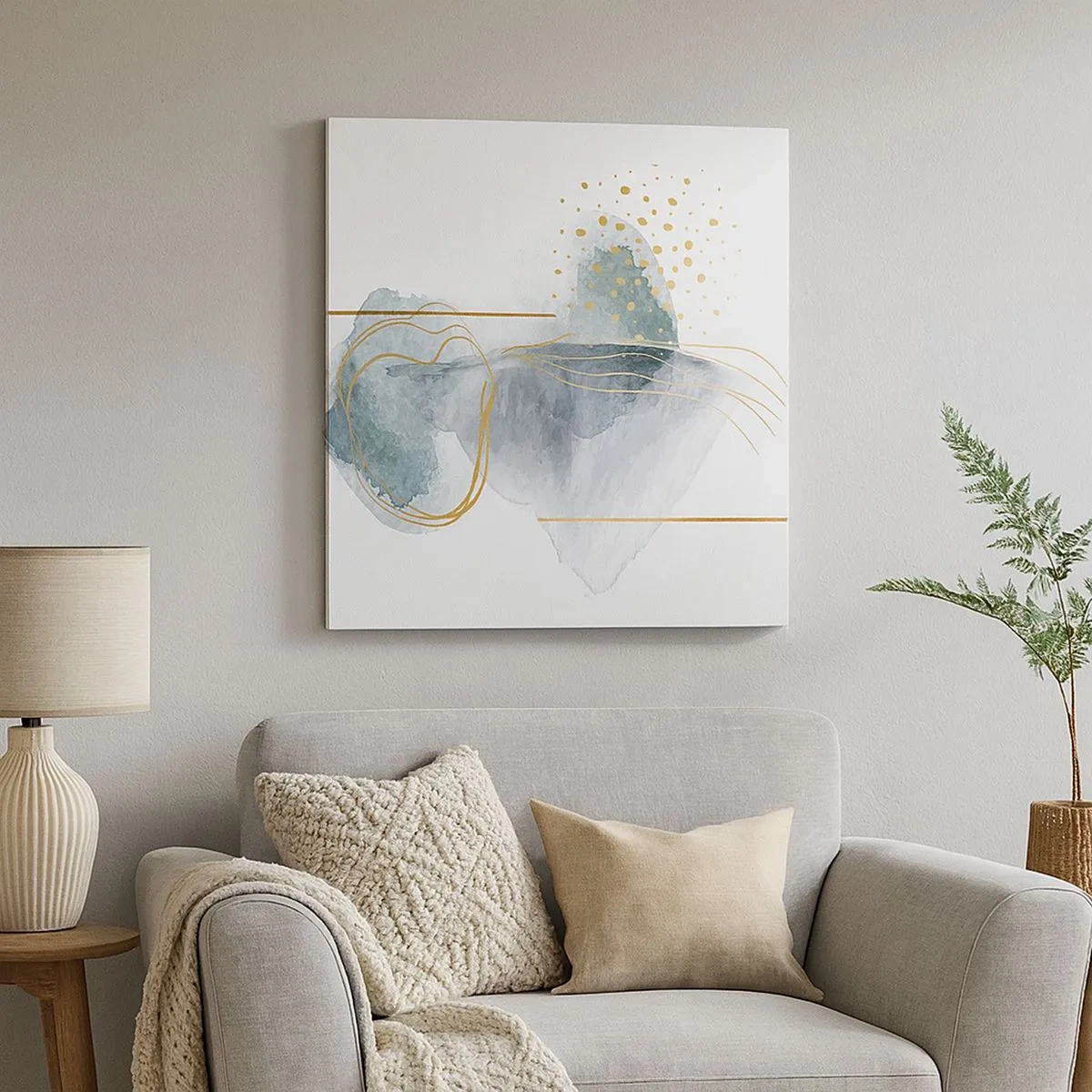 Tablou pe pânză - Despre relația dintre gri și auriu - 30x30 cm