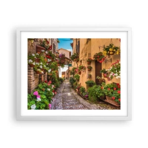 Poster în ramă albă - Străduță italiană - 50x40 cm