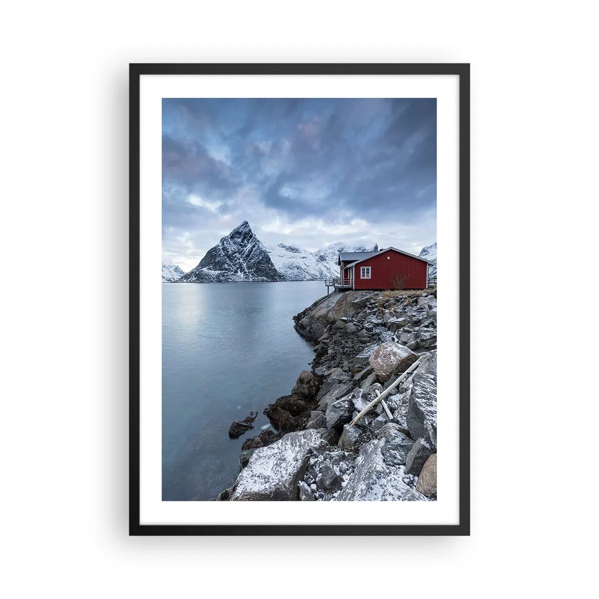 Poster în ramă neagră - Toamna alpină - 50x70cm - Refugiu scandinav - Decorațiune modernă pentru perete pentru living și dormitor ARTTOR