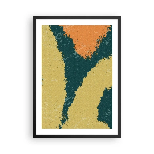 Poster în ramă neagră - Pete abstracte de culoare în nuanțe de verde și portocaliu - 50x70cm - Abstracție - în slow motion - Decorațiune modernă pentru perete pentru living și dormitor ARTTOR