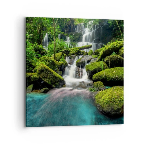 Tablou pe pânză - Turcoaz, safir și argint lichid - 70x70 cm