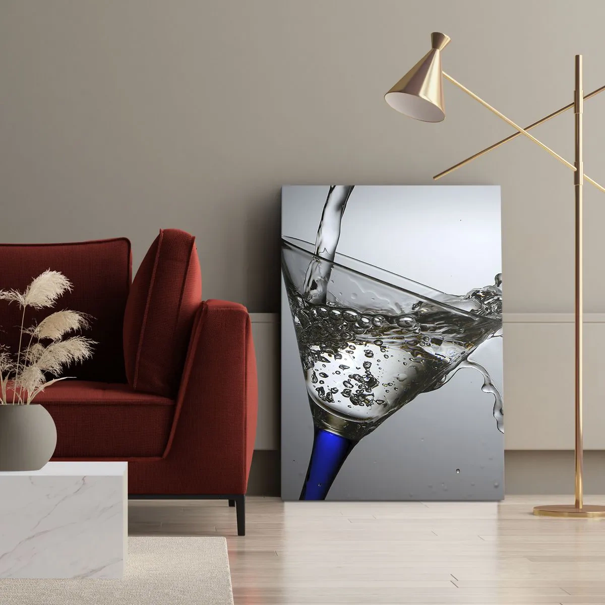 Tablou pe pânză - Apă pură în sticlă de cristal - 45x80 cm