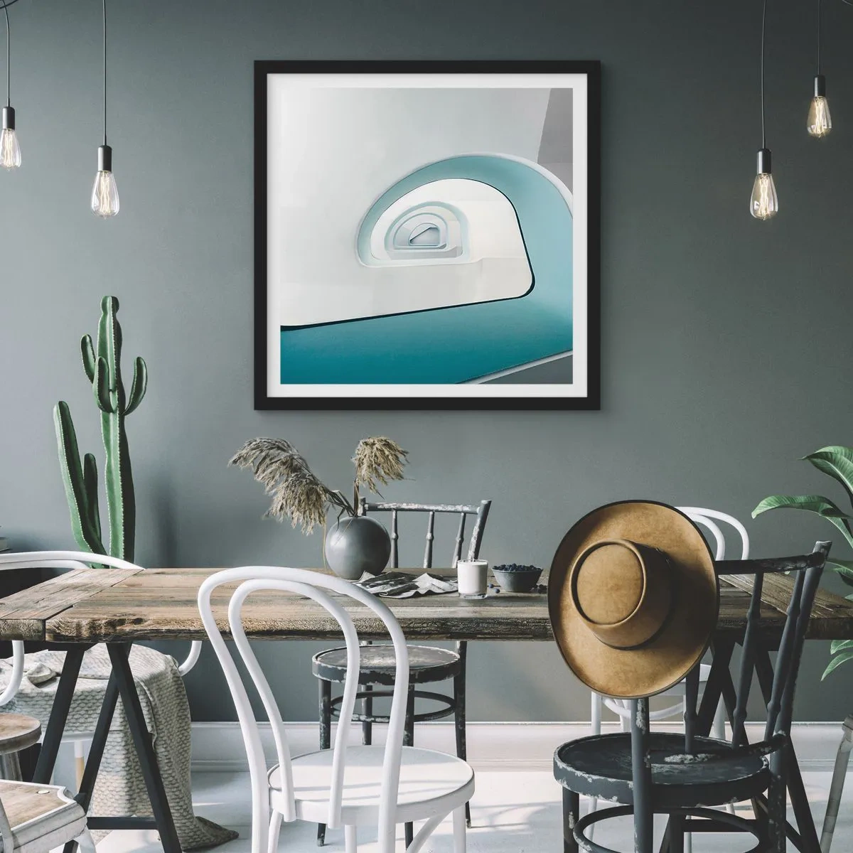 Poster în ramă neagră - Până la fundul albastrului - 60x60 cm