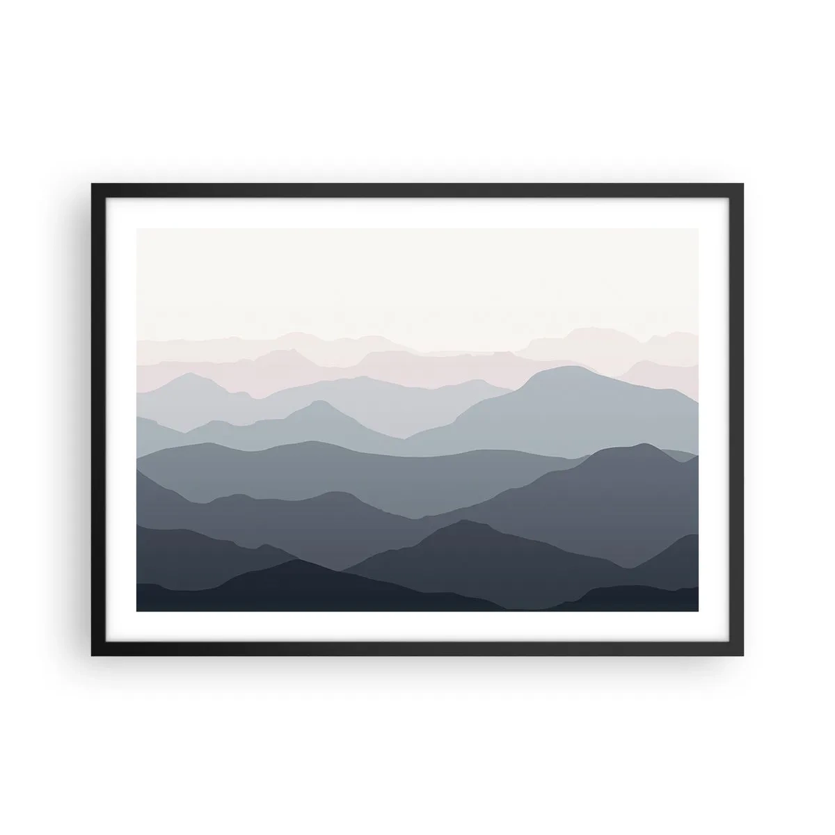 Poster în ramă neagră - Valuri de munți - 70x50 cm
