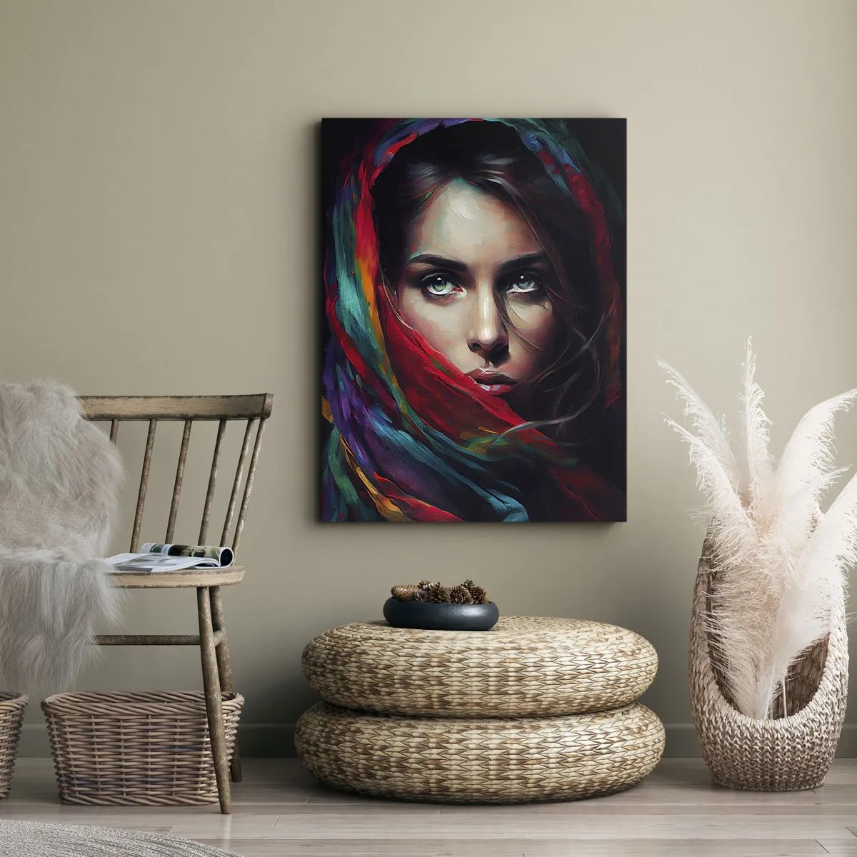 Tablou pe pânză - Misterul ochilor verzi - 45x80 cm