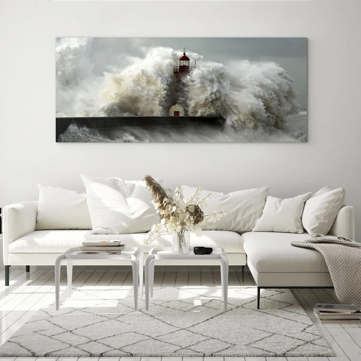 Tablou pe sticlă - Mânia oceanului - 100x40 cm