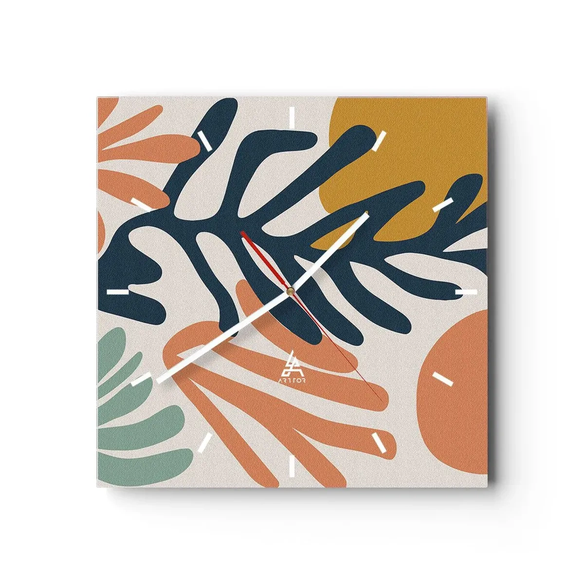 Ceas de perete - Ceas pe sticlă - Mări de corali - 30x30 cm